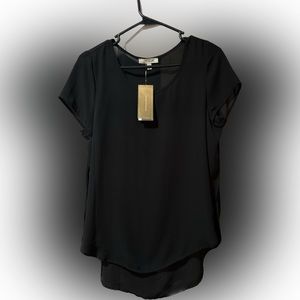 Black blouse with cap sleeve